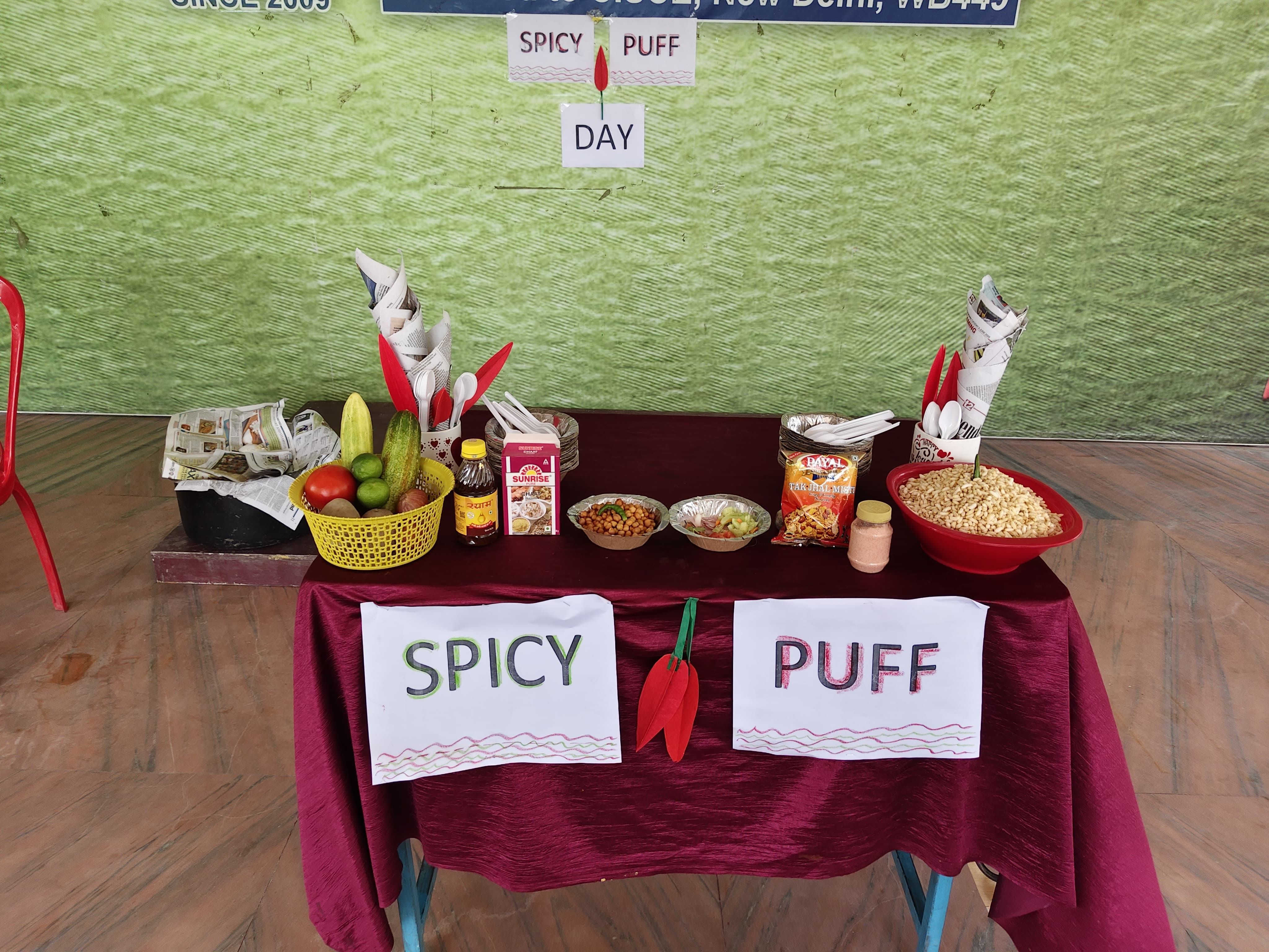 Students enjoying Spicy and Puff Day activities